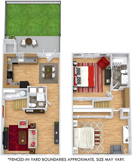 Floor plan for 2 beds, 1.5 baths, 1173 sqft